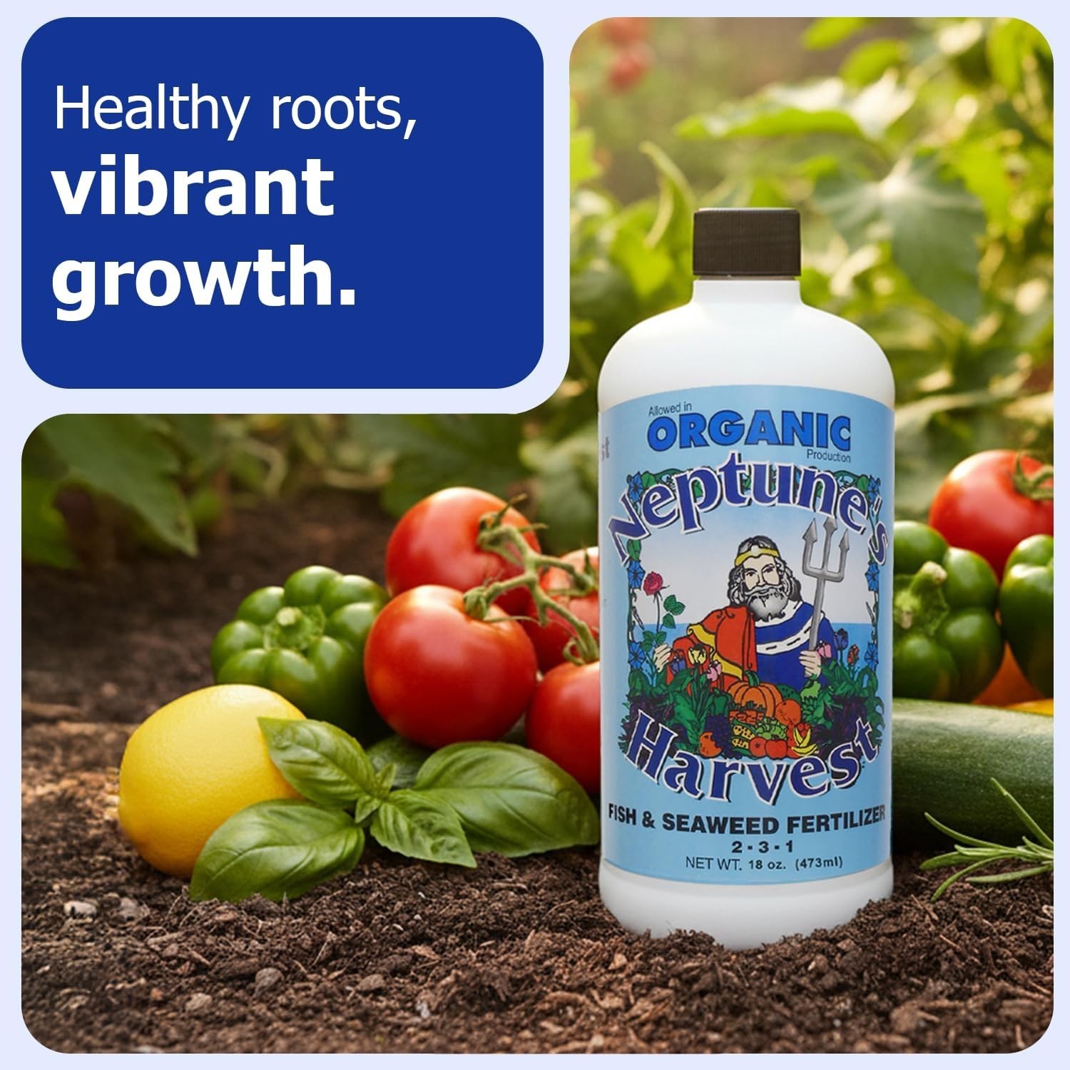 Organic Fish & Seaweed Fertilizer 2-3-1 18oz – Safe For Kids, Pets & All Plants