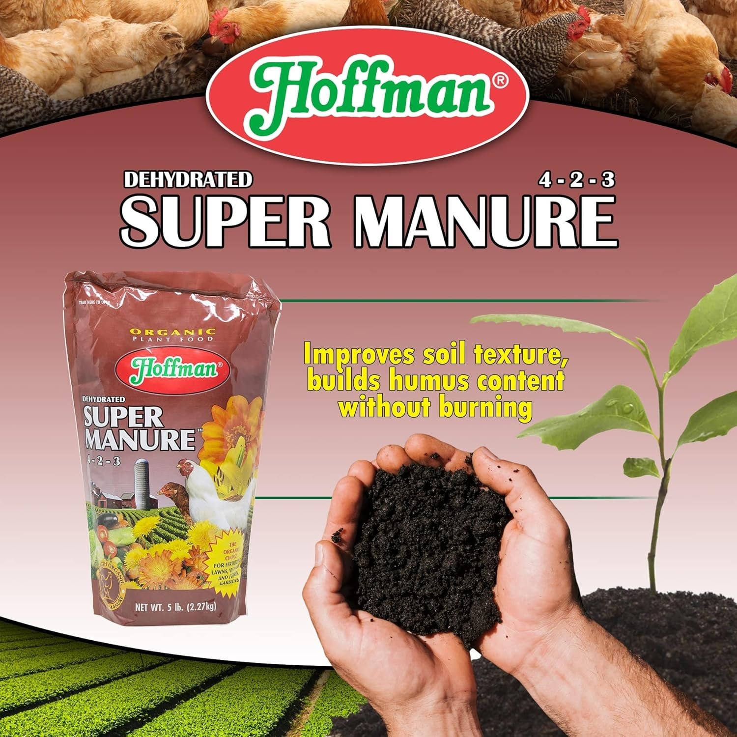 Hoffman 4-2-3 Dehydrated Super Manure – 5 lb Organic Fertilizer for Gardens