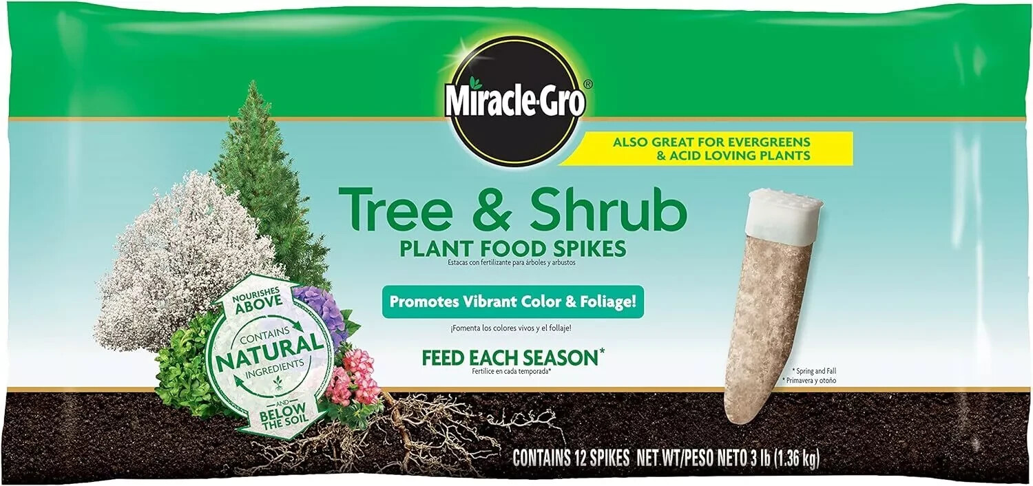 Miracle-Gro 4851012 12-Count Pack of Tree & Shrub Plant Food Fertilizer Spikes