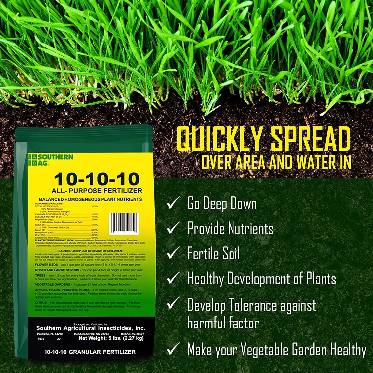 Southern Ag 10-10-10 All Purpose Granular Fertilizer 5 LB NPK Fertilizer for