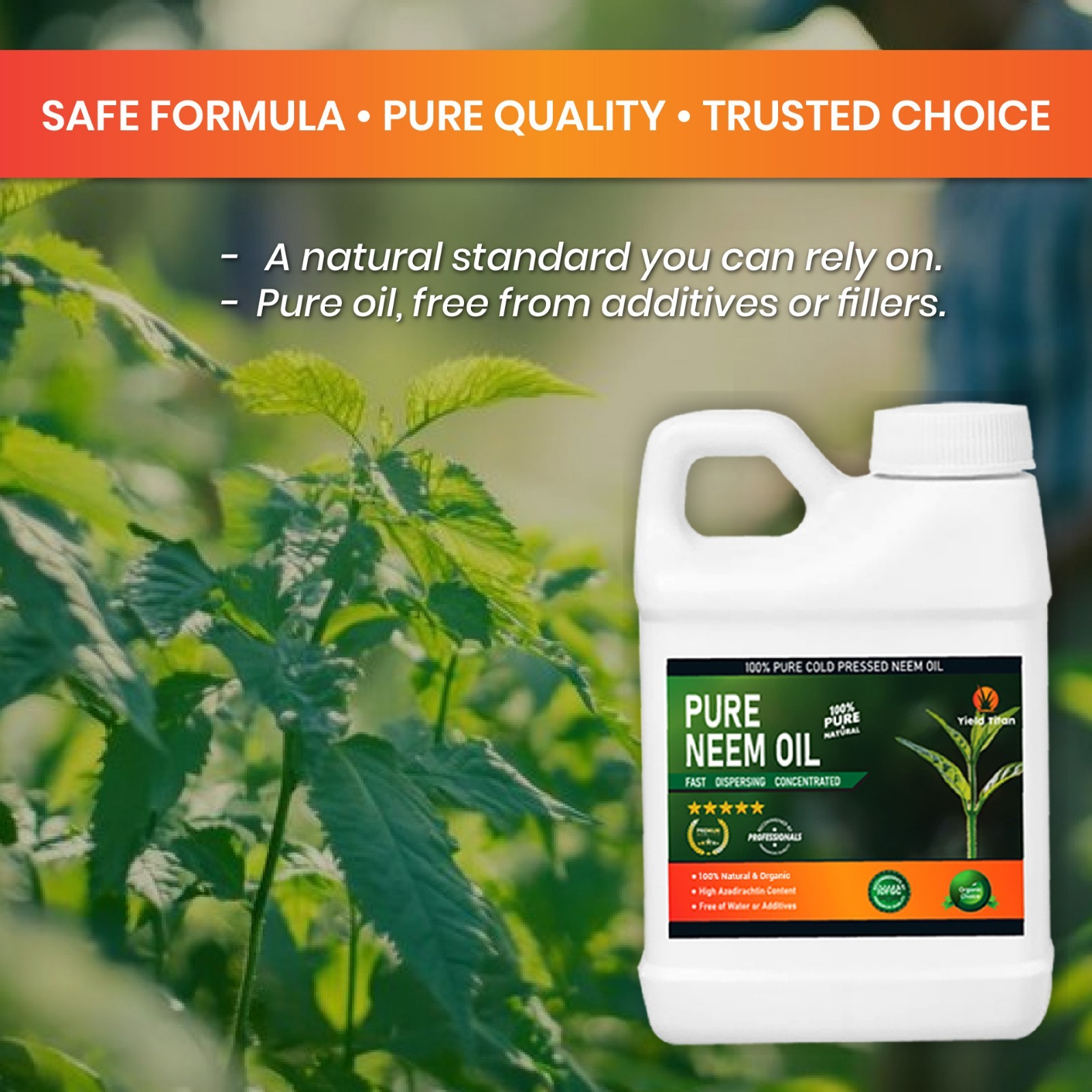 Yield Titan 100% Pure Cold Pressed Neem Oil – For Plants & Vegetables