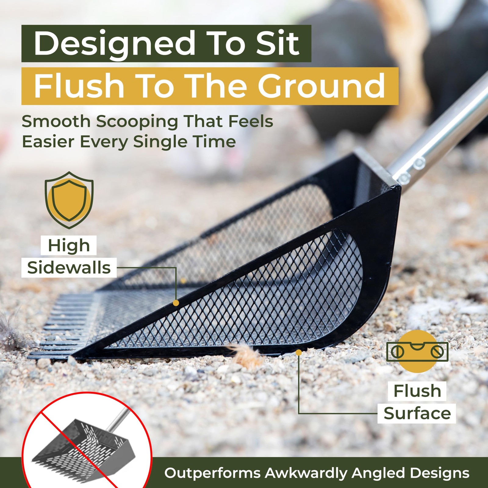 Coopmate 2-In-1 Chicken Coop Poop Scooper And Rake – Metal Sand Sifting Litter