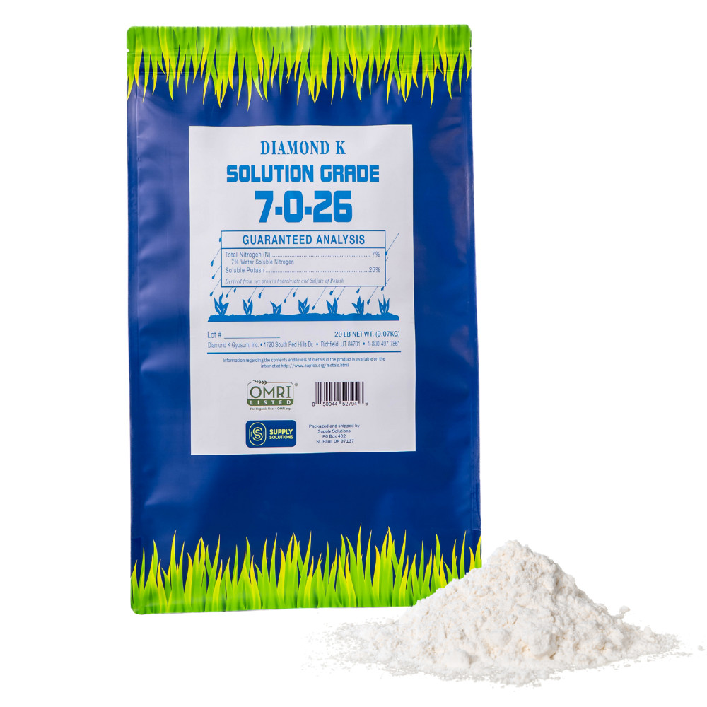 7-0-26 Organic Fertilizer Derived from Soy Protein Hydrolysate & Potash – 20 Lbs