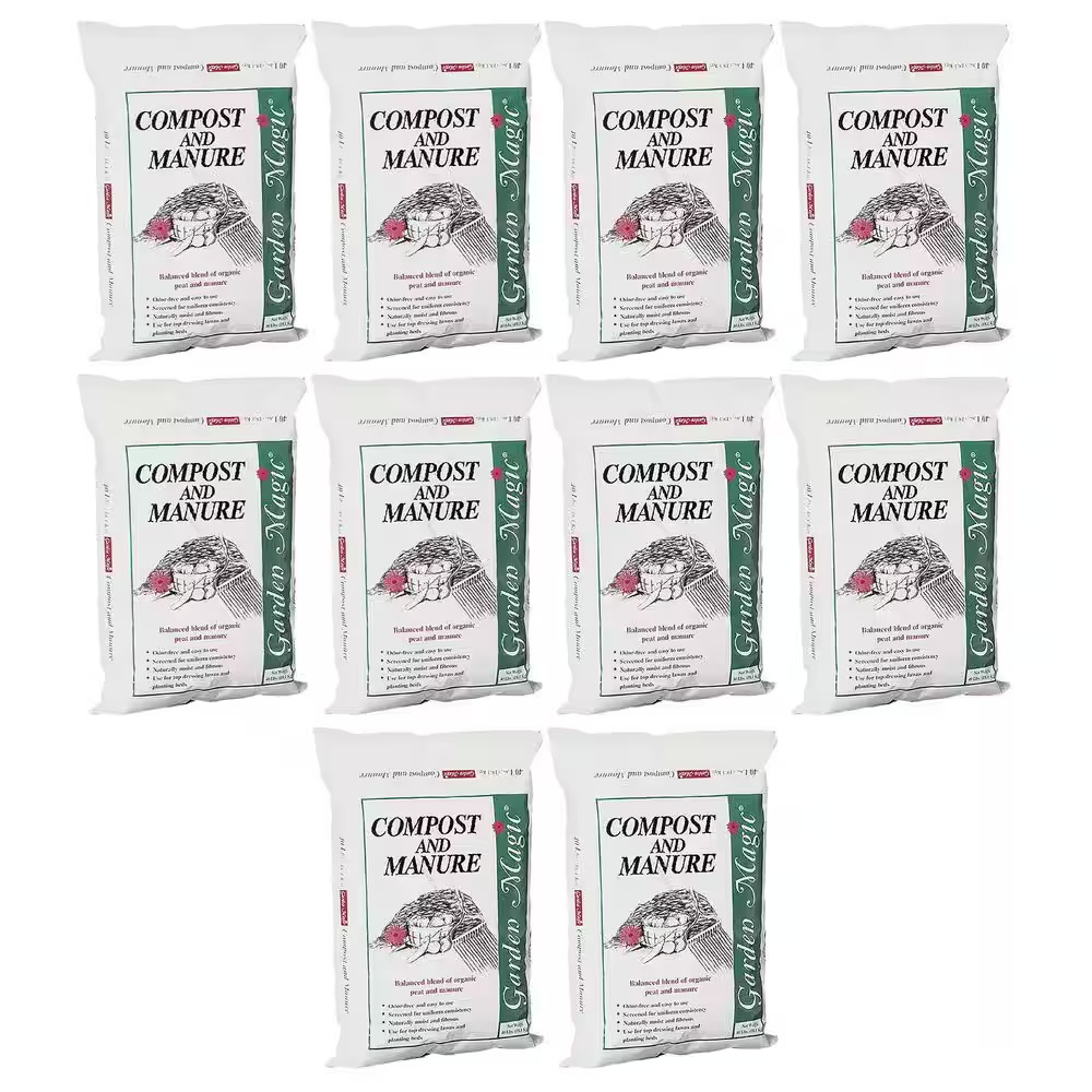 Lawn Garden Compost and Manure Blend, 40 Pound Bag (10-Pack)