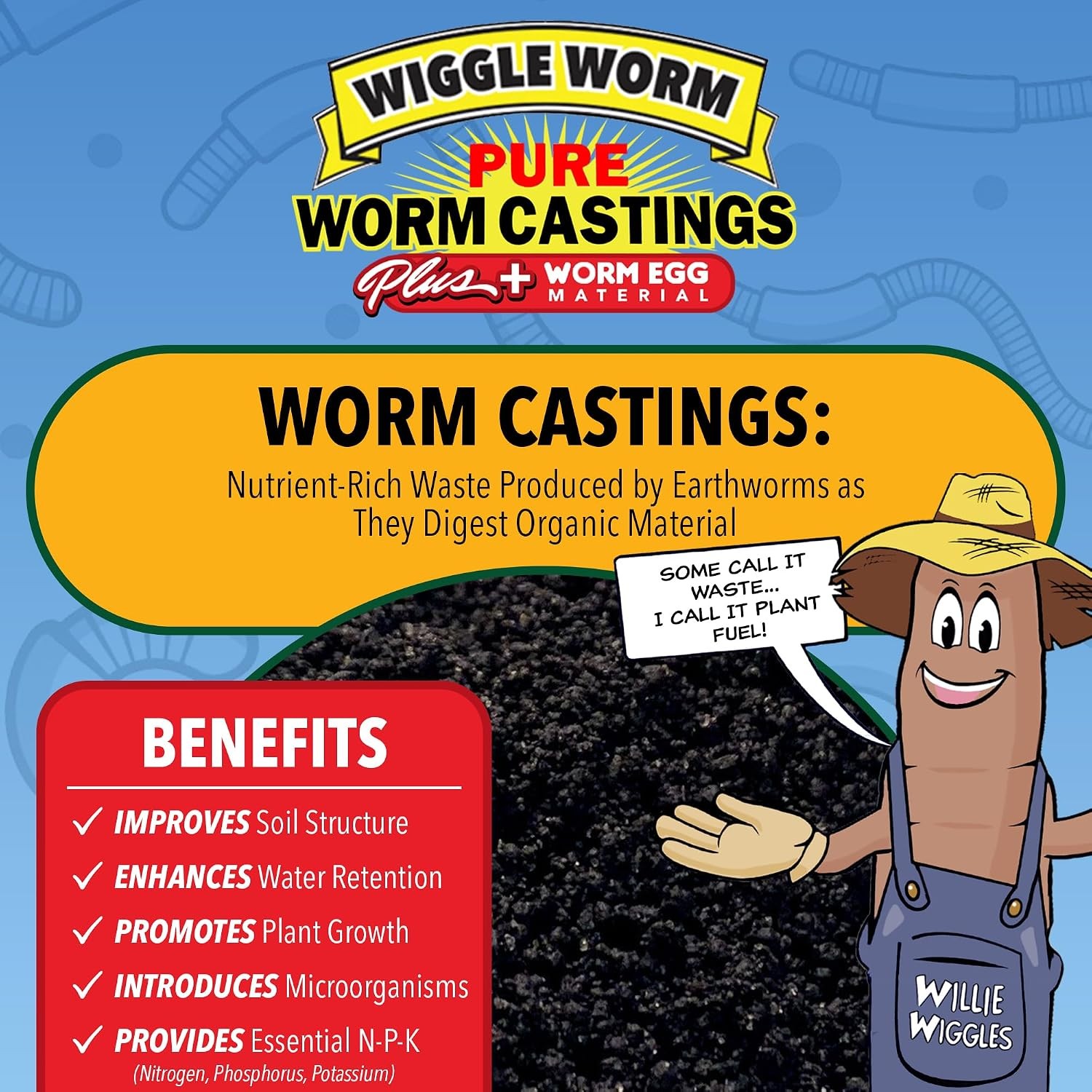 100% Pure Worm Castings Plus Worm Egg Material 40lbs Fertilizer & Soil Amendment
