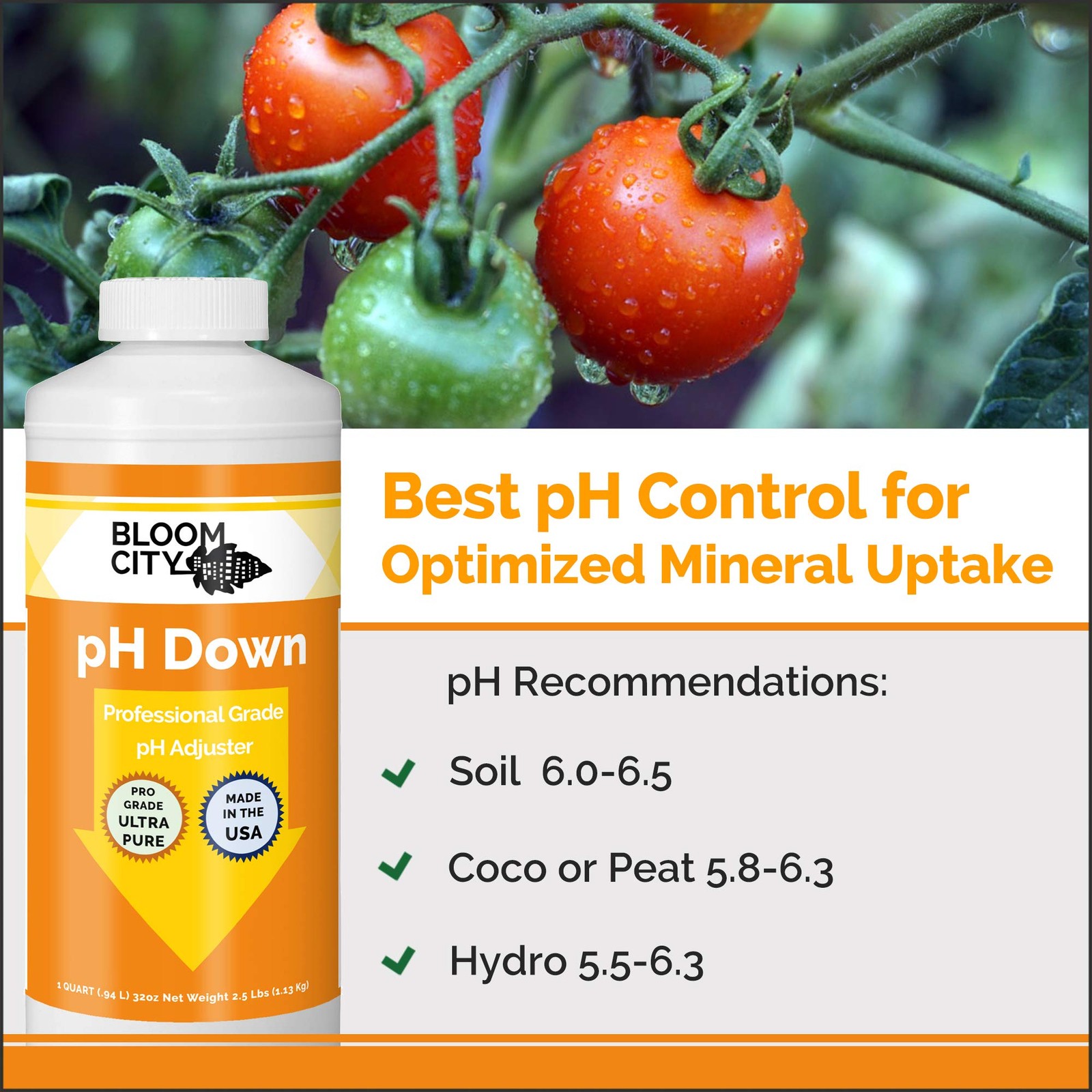 pH Down Liquid Adjuster for Hydroponics & Soil 32 oz Solution