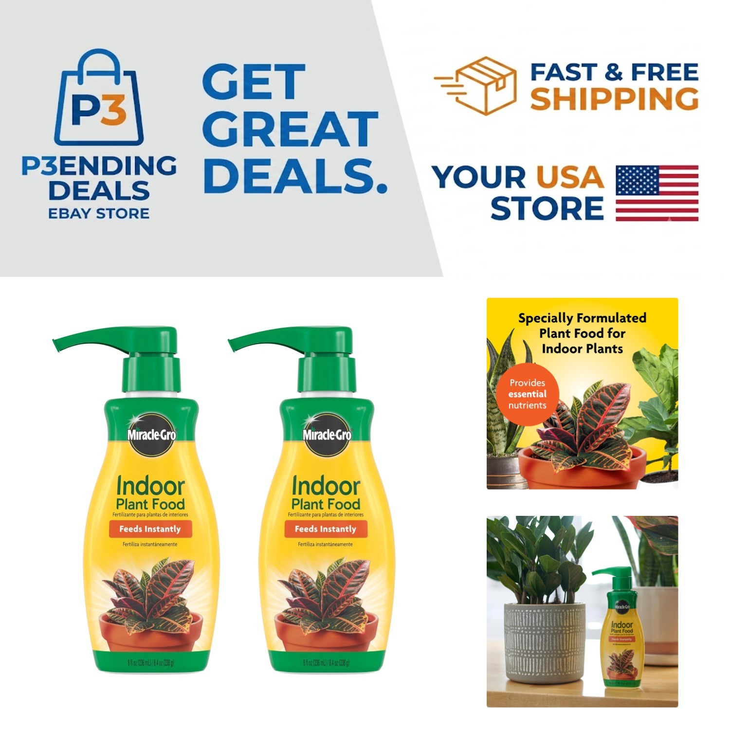 Instant Liquid Plant Food – 2-Pack of 8 oz Bottles for Vibrant Indoor Plants