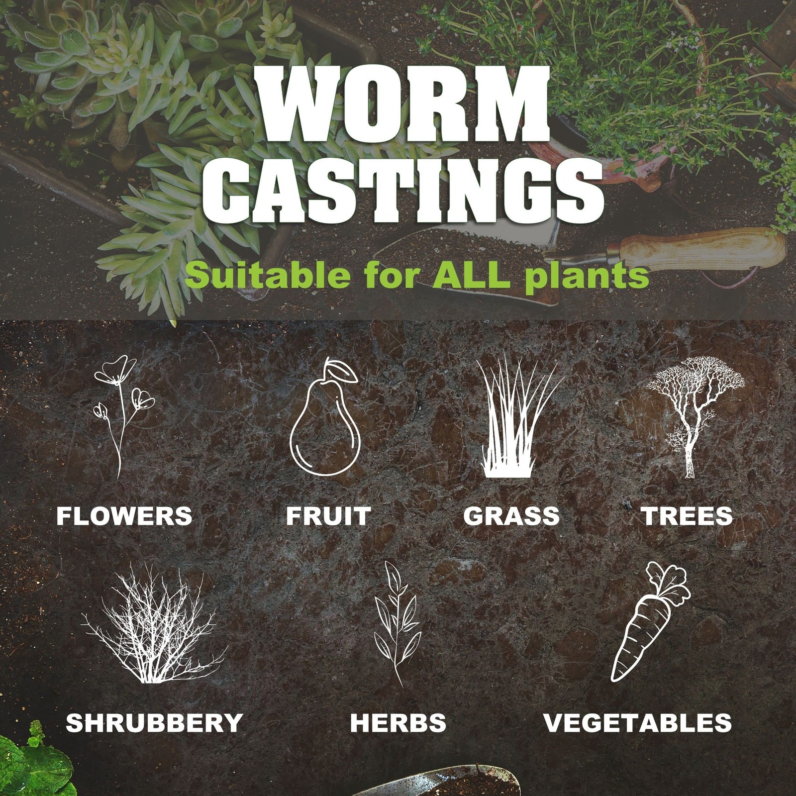Organic Worm Castings 20 oz Natural Superfood for Healthy Plant Growth