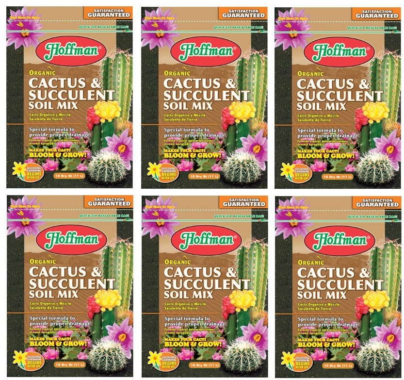 Hoffman # 10410 10 Quart Organic Cactus & Succulent Potting Soil Mix – 6 Bags