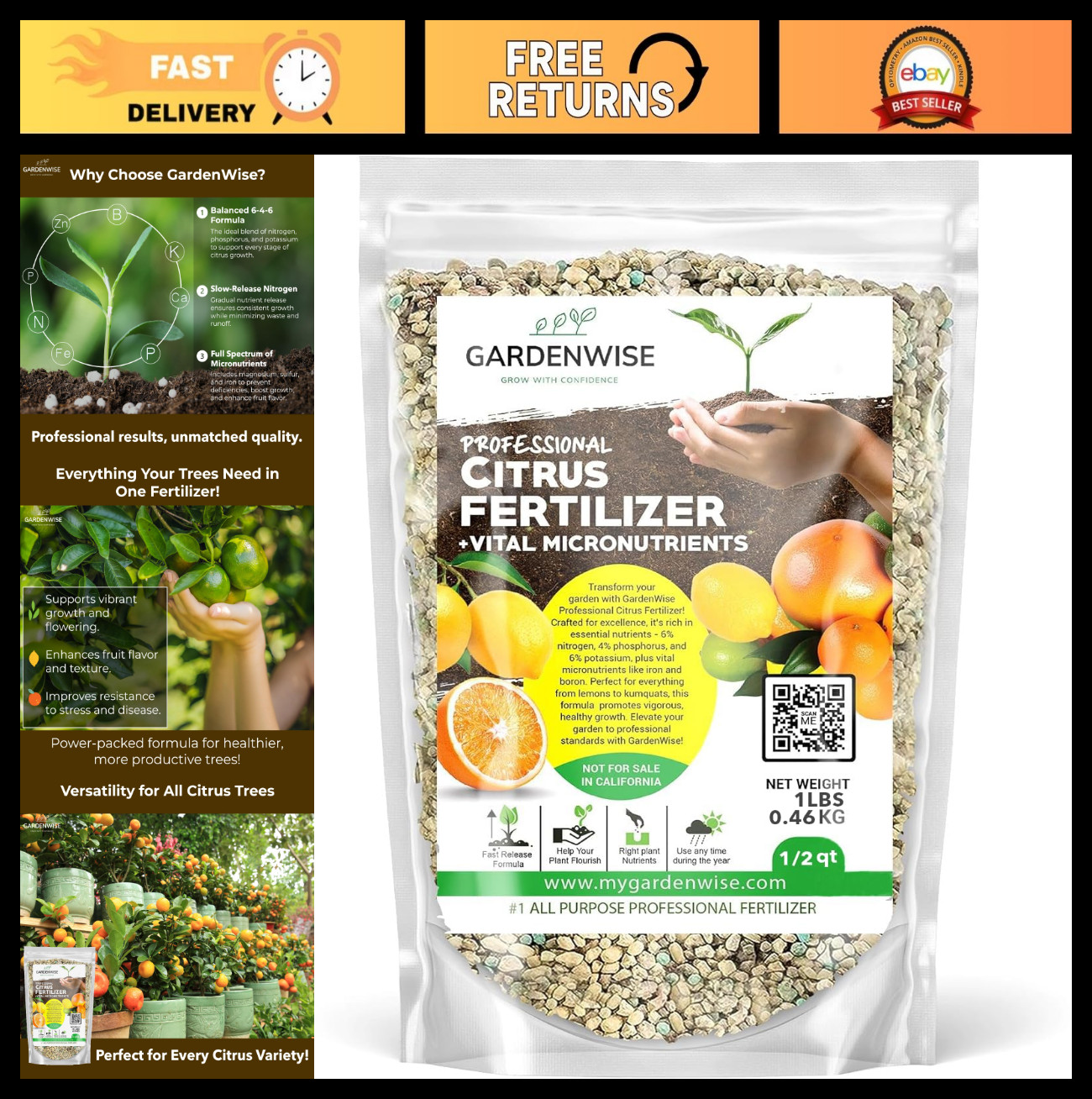 Citrus Fertilizer with Micronutrients – Balanced NPK for Indoor & Outdoor Plants