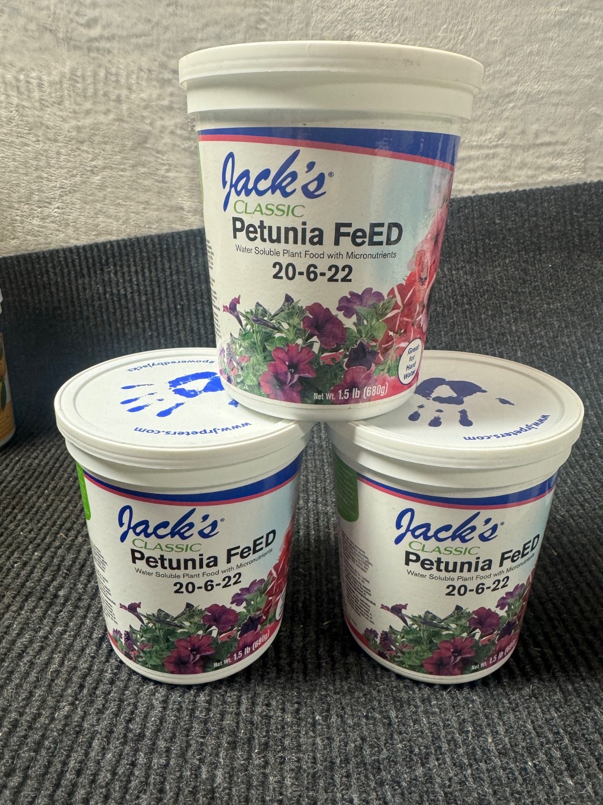 Qty 3 New Jack’s Classic Petunia Feed 20-6-22, 1.5 lb.