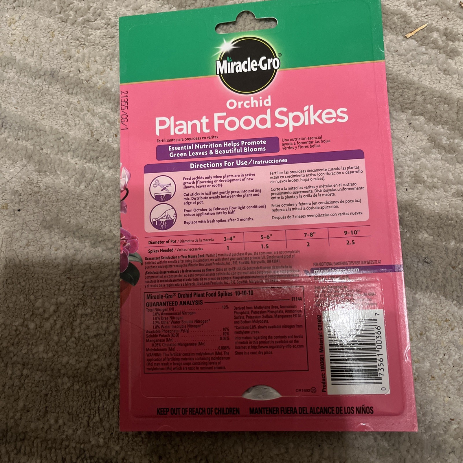 Miracle-Gro (#1003661) Orchid Plant Food Spikes (10 spikes per pack)
