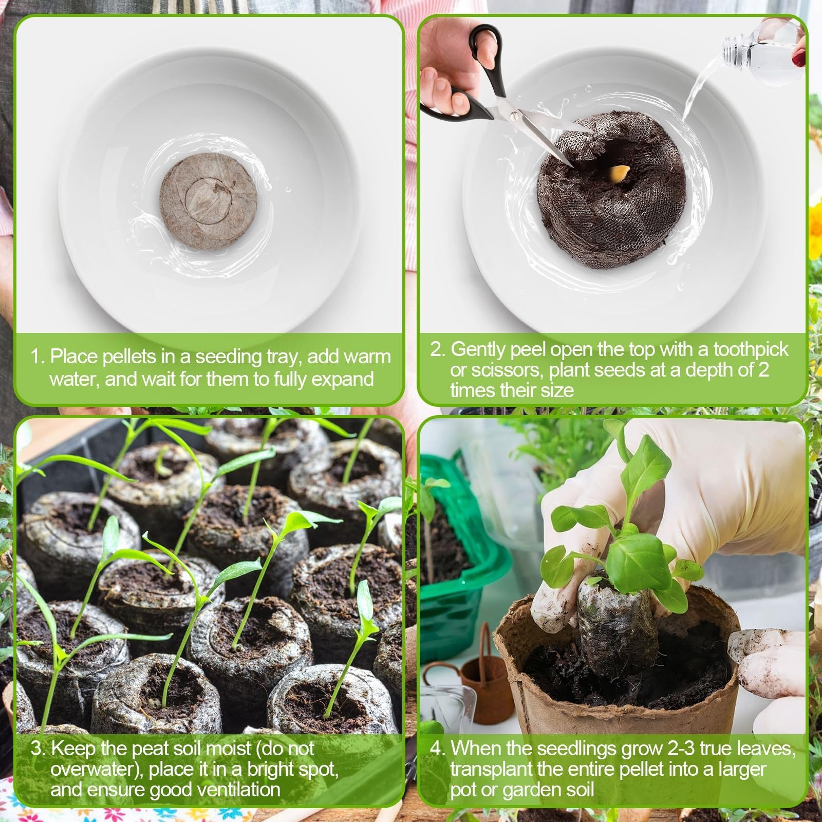 200 Pcs 30mm Seed Starter Peat Pellets, Compressed Soil Pods for Vegetables & He