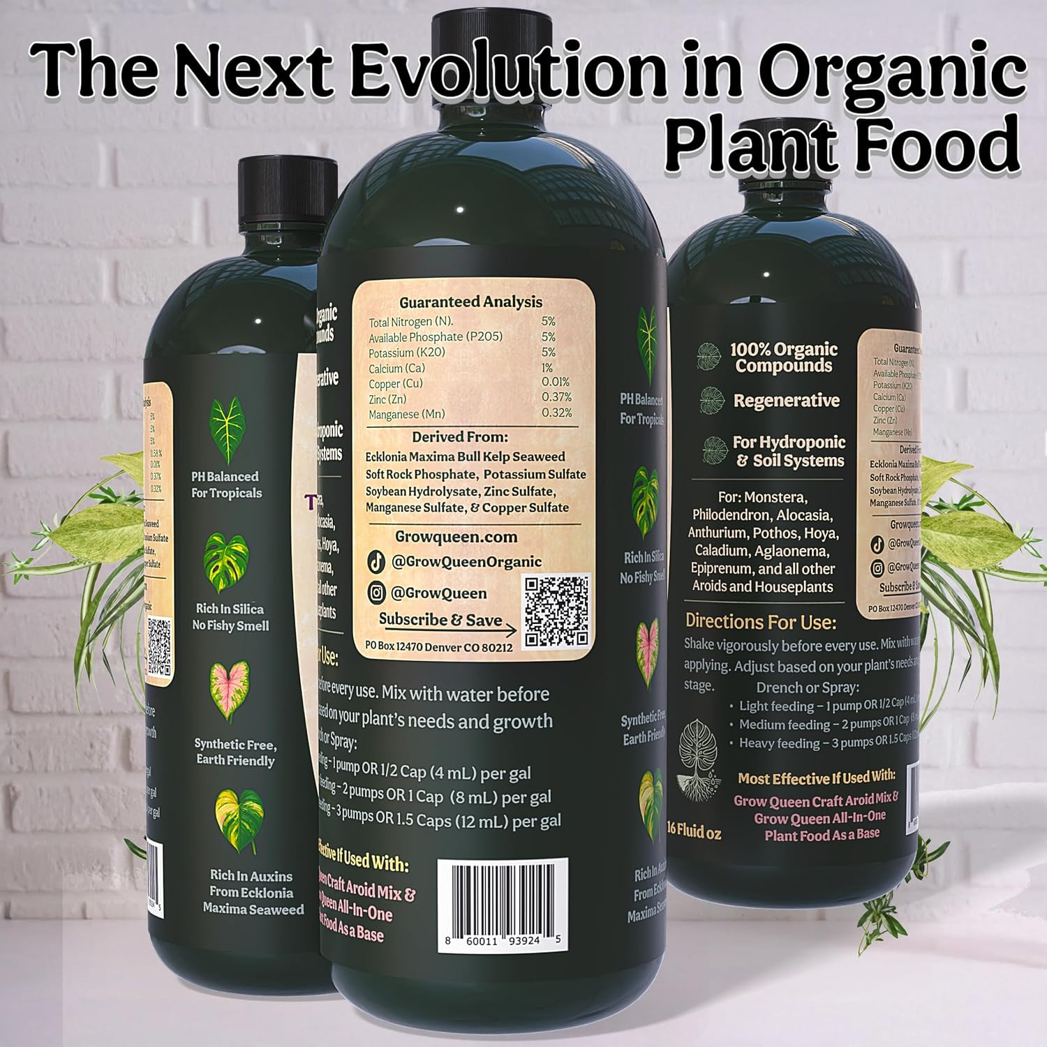 Organic Liquid Indoor Plant Food, Houseplant, Tropical & All-Purpose Indoor Plan