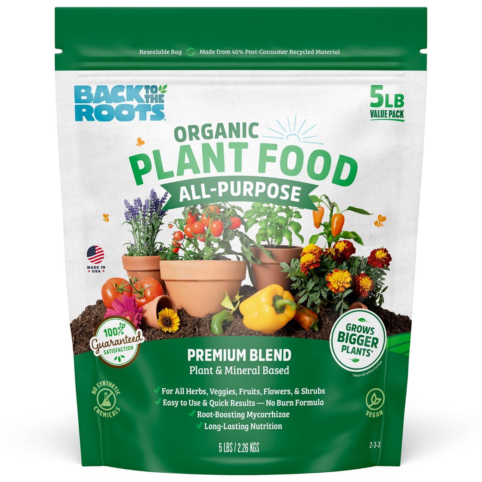 Organic All-Purpose Plant Food 5 lb – Premium Vegan Blend with Kelp & Mycorrhiza
