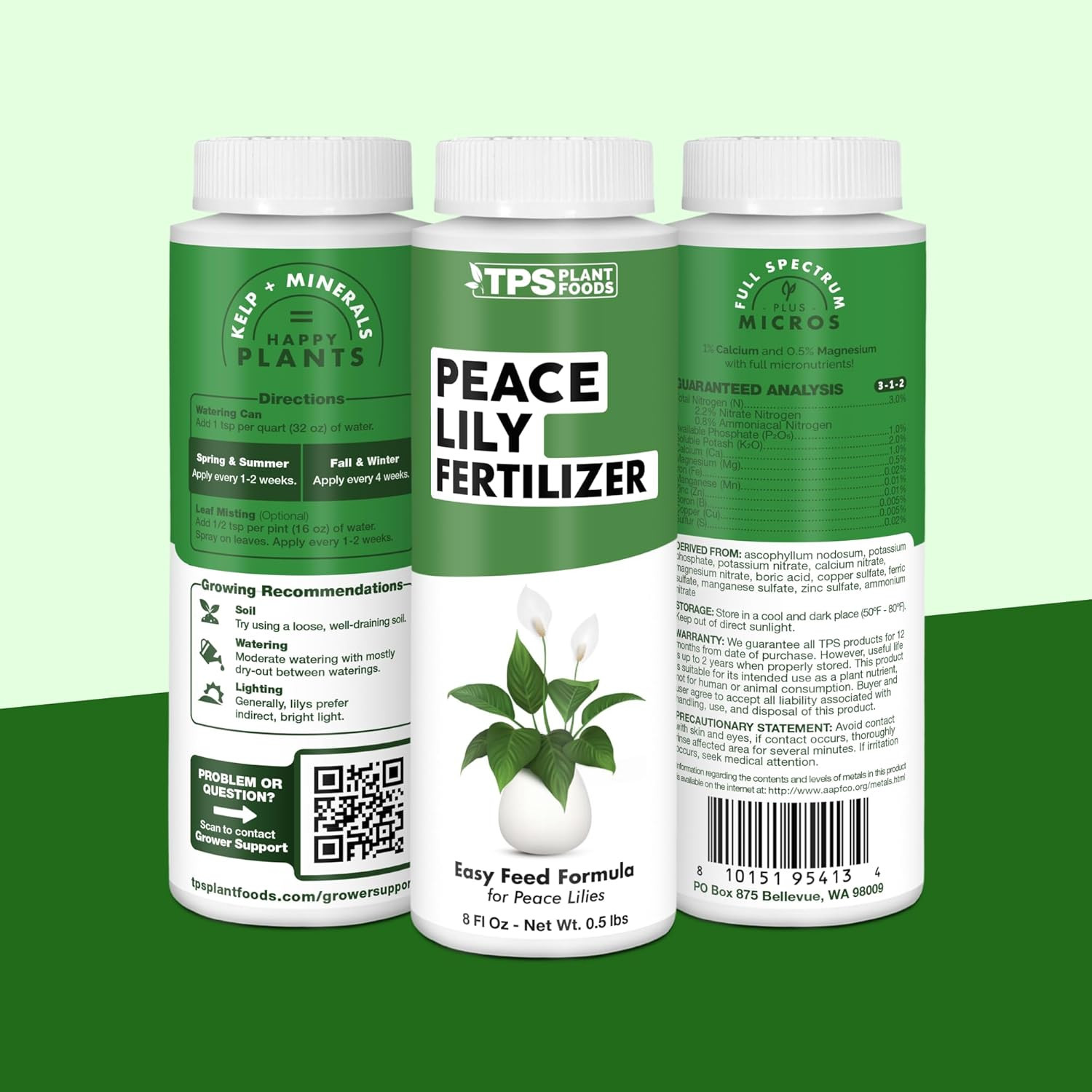 Peace Lily Fertilizer – Liquid Plant Food for More Blooms, Deep Green Leaves