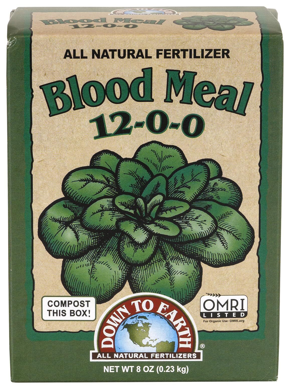 Down To Earth Blood Meal Fertilizer 12 0 0 Organic For Vegetables Gardens 0.5 lb