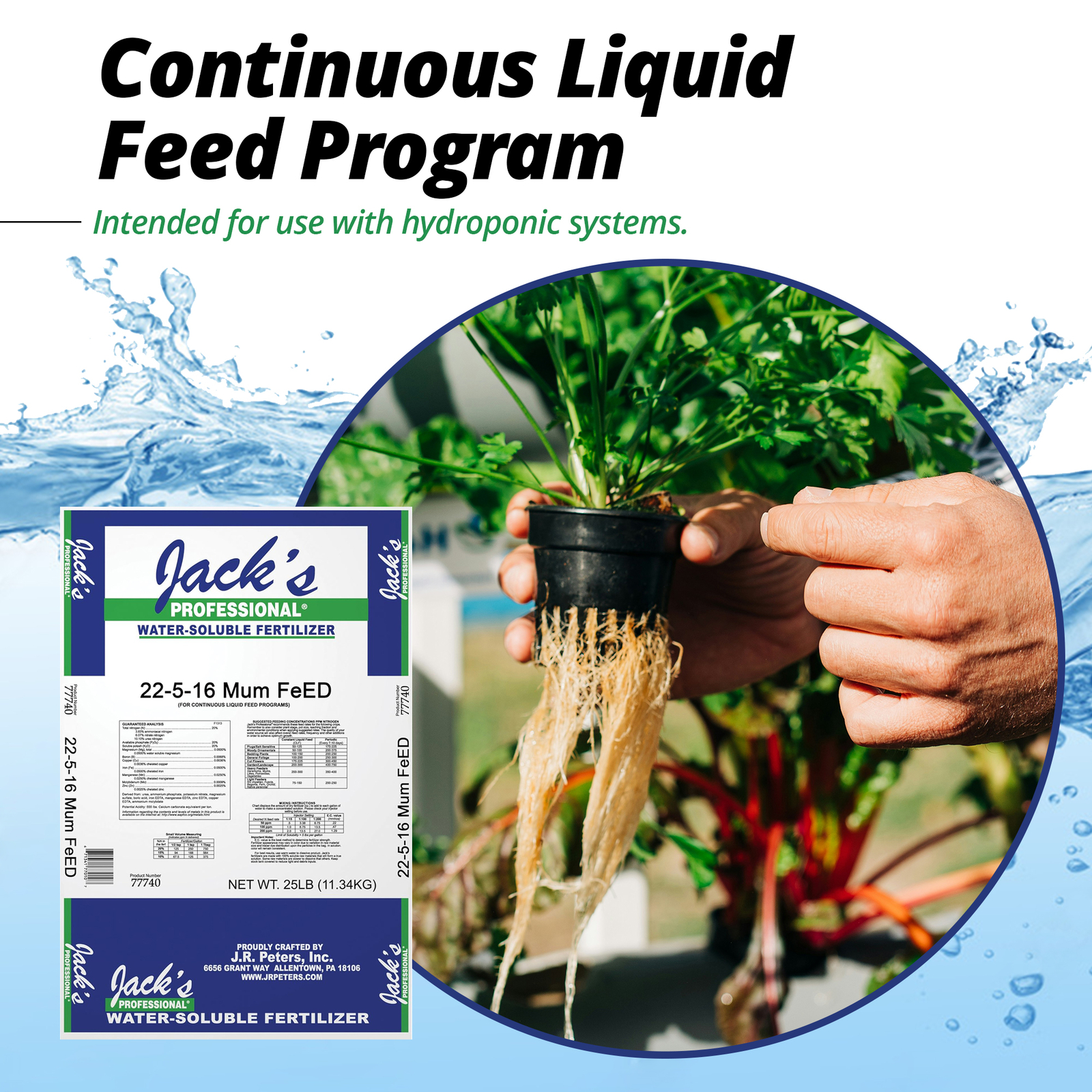 Jack’s Professional 22-5-16 Mum FeED Water-Soluble Fertilizer, 25lbs