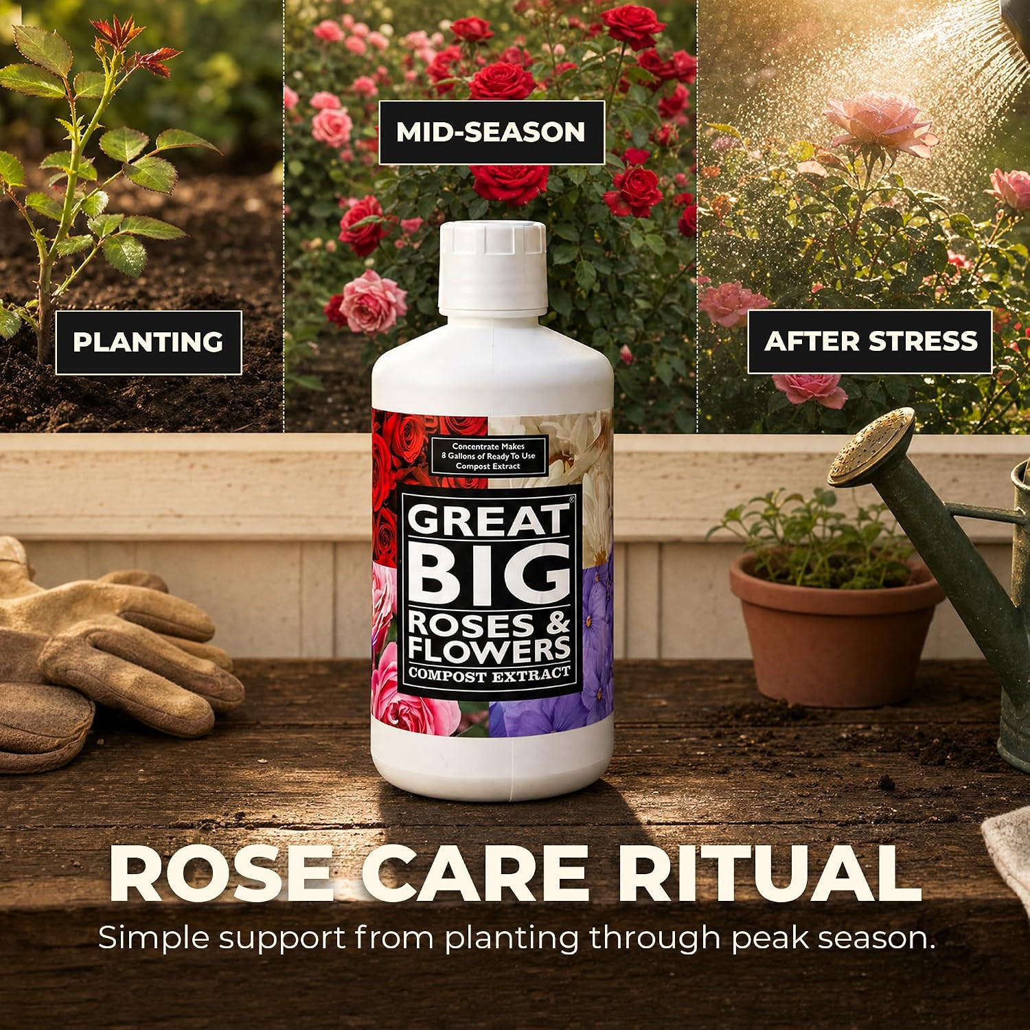 Great Big Roses and Flowers Liquid Fertilizer Booster – 70 Minerals, Compost Ext