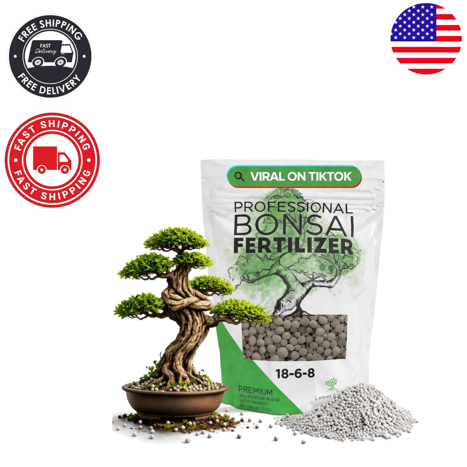 Slow Release Bonsai Fertilizer Pellets | 5.2 oz Resealable Power for All Trees