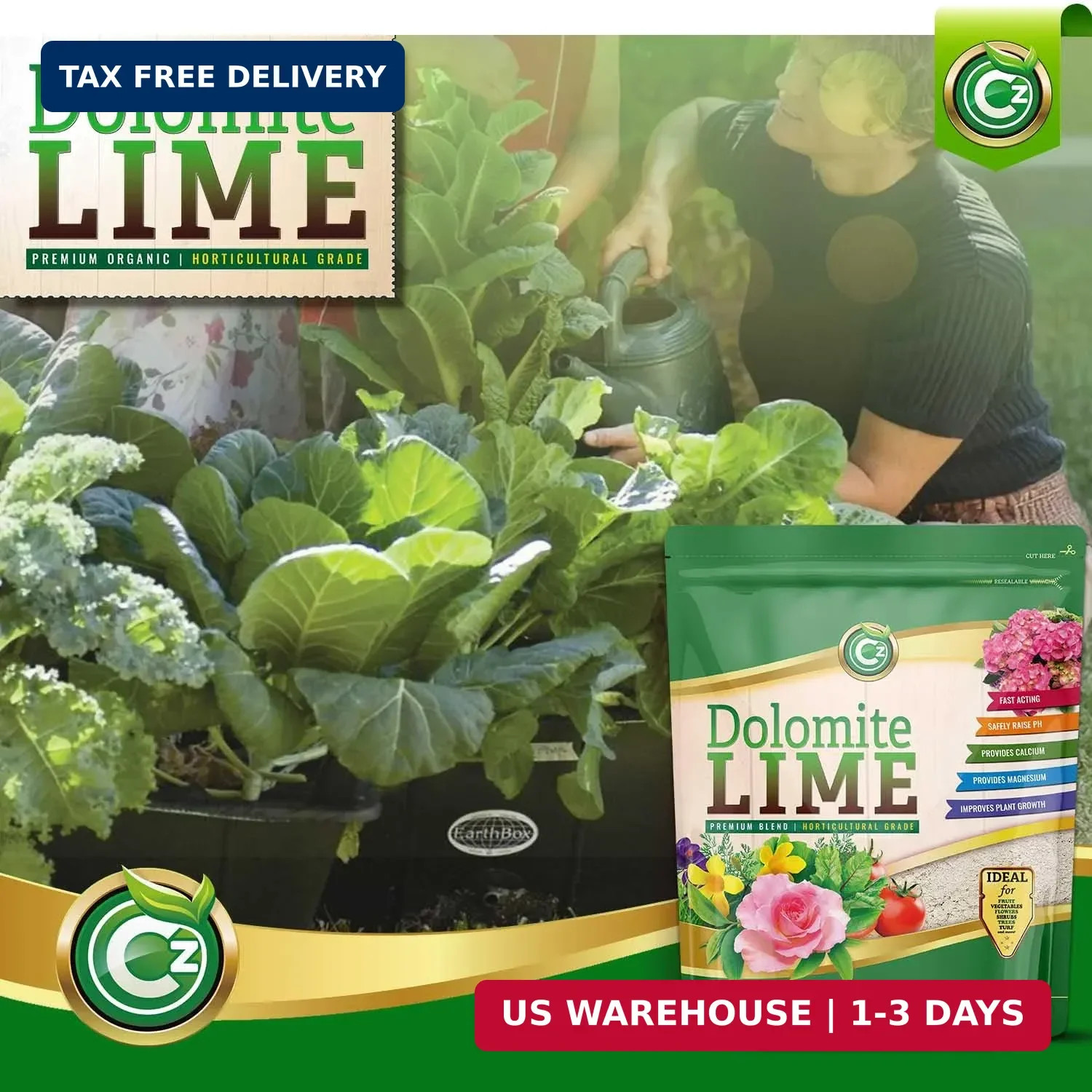 Organic Dolomite Lime 5LB – Made in USA Cz Garden Organics