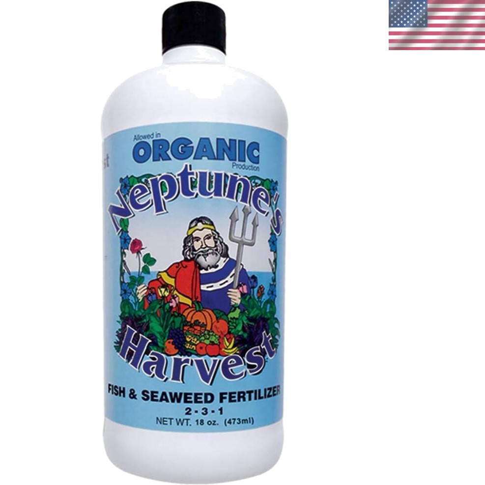 Nutrient-Rich Liquid Fish & Seaweed Fertilizer 2-3-1, 18oz for Blooming Flowers