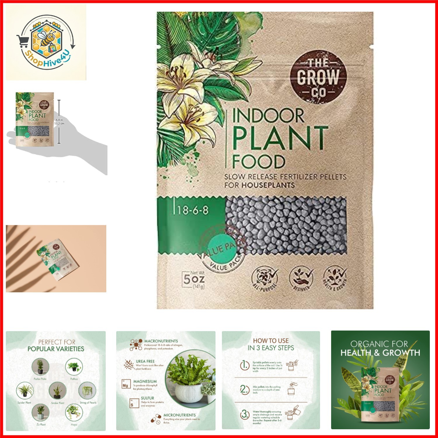 Indoor Plant Food, Slow Release Formula for Houseplants, 5oz | Granular All P…