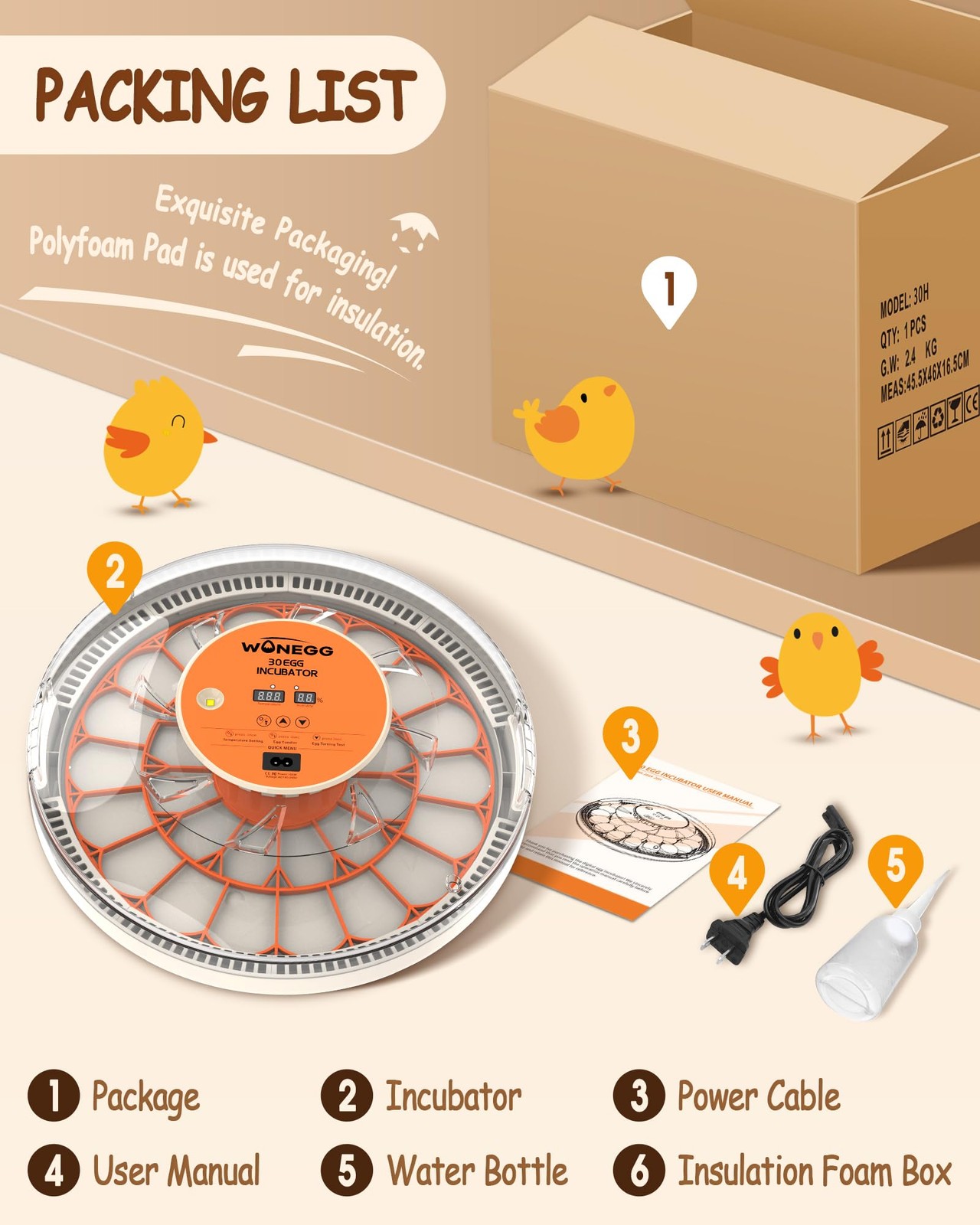 Wonegg Incubators For Hatching Eggs Automatic Egg Turning Auto Temperature