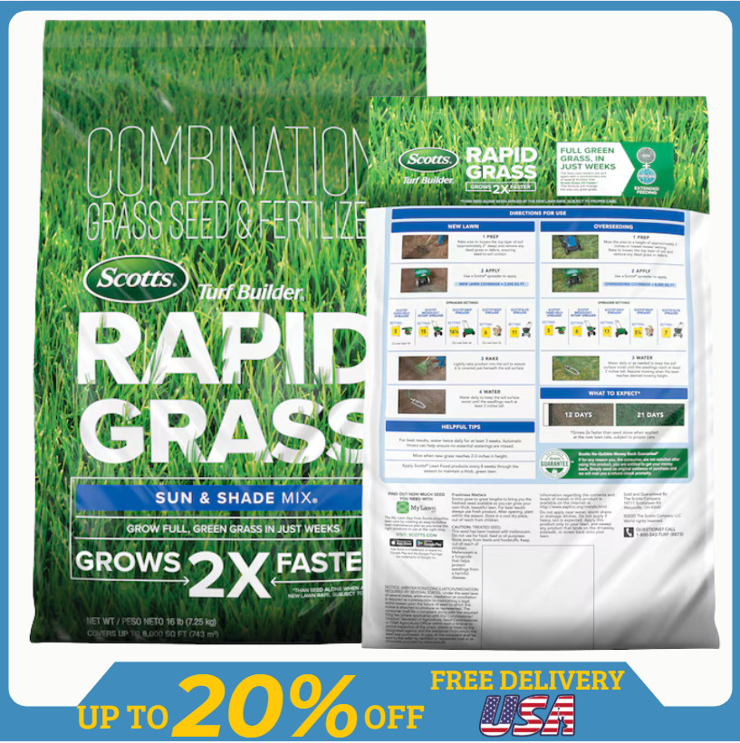 Scotts Turf Builder Sun and Shade Mix Grass Seed 3 lbs Bag | FREE SHIPPING