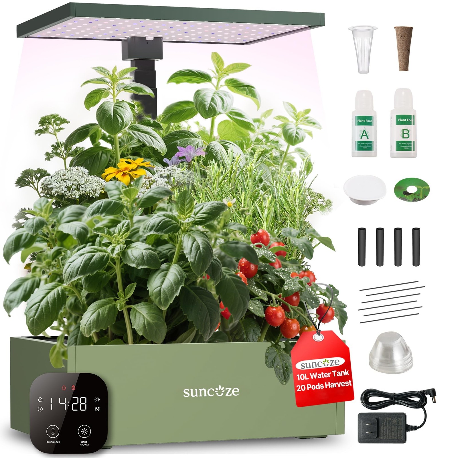 SUNCOZE 20 Pods Hydroponics Growing System Kit, Indoor Herb Garden with Grow …