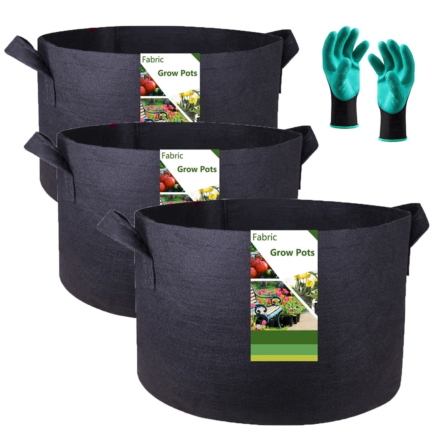 3-Pack 50 Gallon Thickened Plant Grow Bags Large (30×16 in) Heavy Duty Fabric…