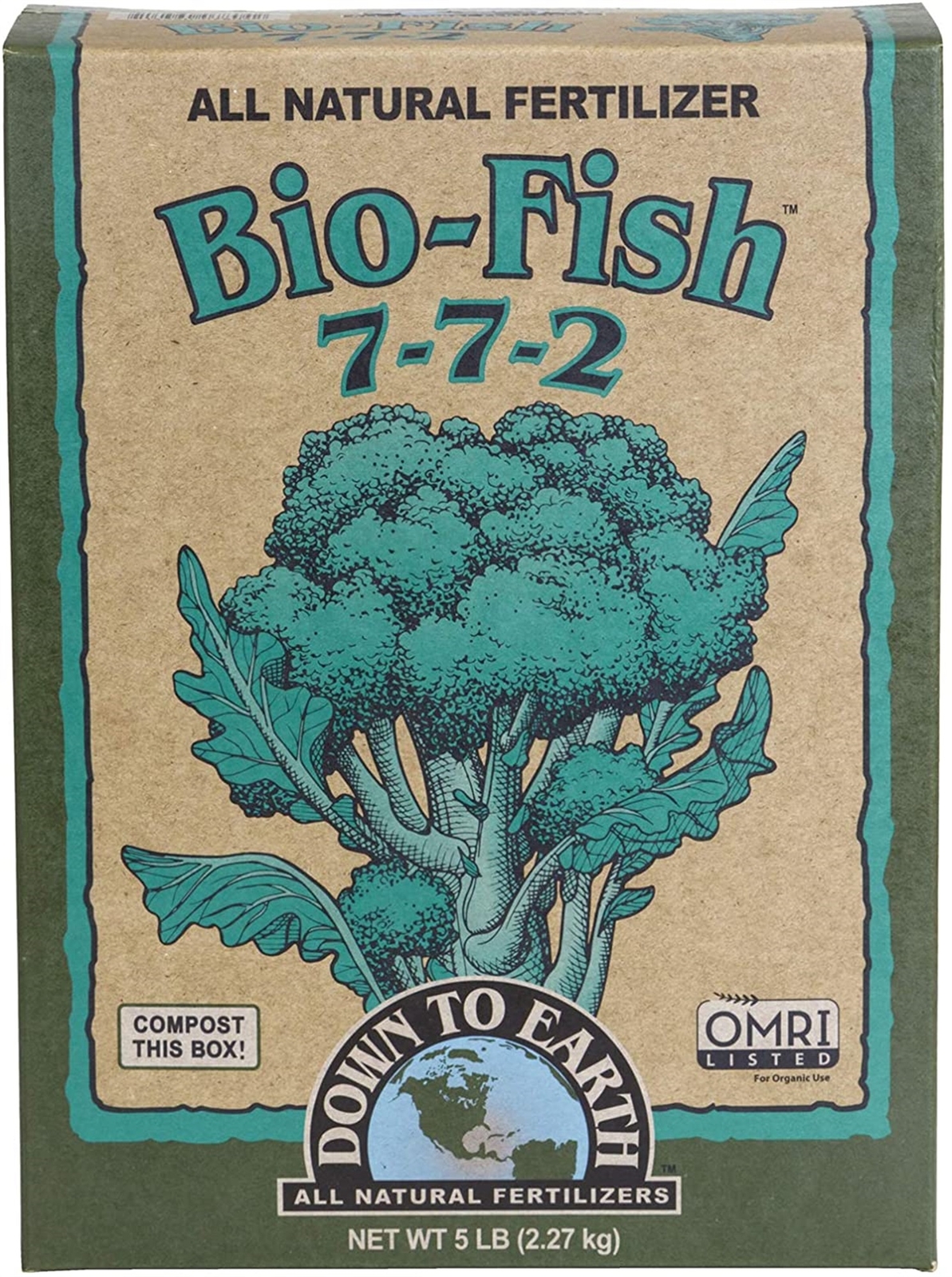 Down to Earth (#DTE07842) Organic Bio-Fish Fertilizer Mix 7-7-2, 5 lb