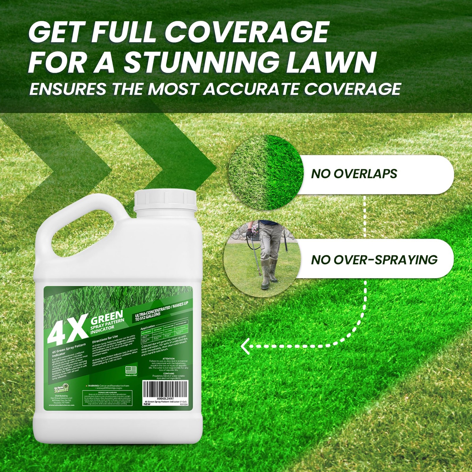 4X Green Spray Dye Concentrate 1 Gallon Makes 512 Gallons for Lawn Marking