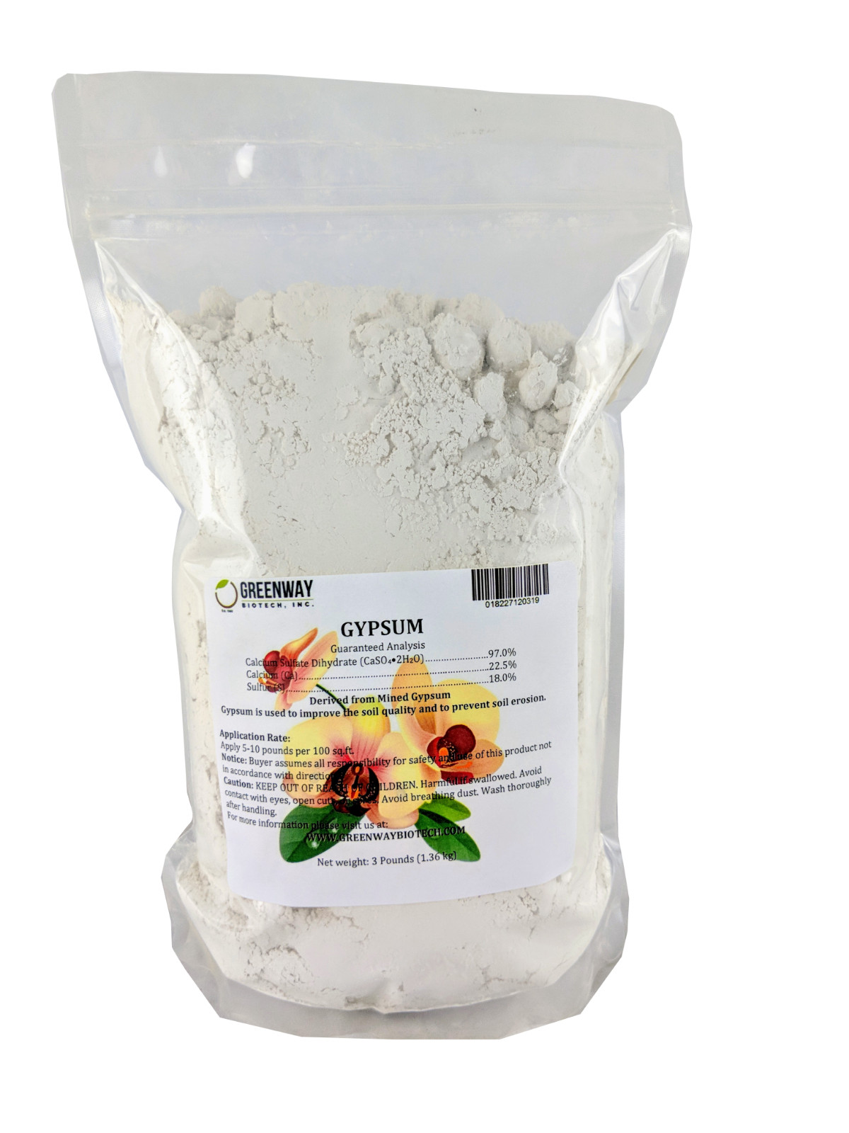 Gypsum Powder Calcium Sulfate Solution Grade Fertilizer 3 Pounds