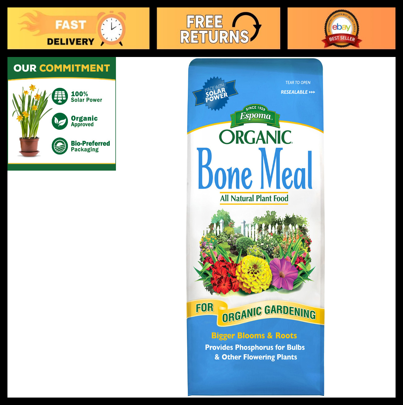 Organic Bone Meal Fertilizer 4-12-0 – All-Natural Plant Food for Bulbs & Flowers