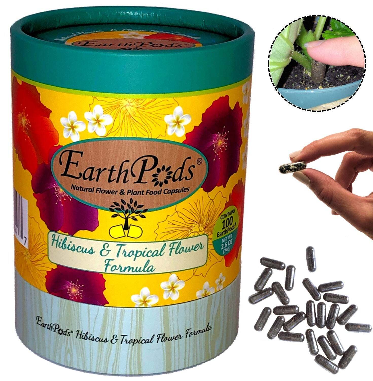EarthPods® HIBISCUS & TROPICAL FLOWER Organic Plant Food Spikes (100 Fertilizer