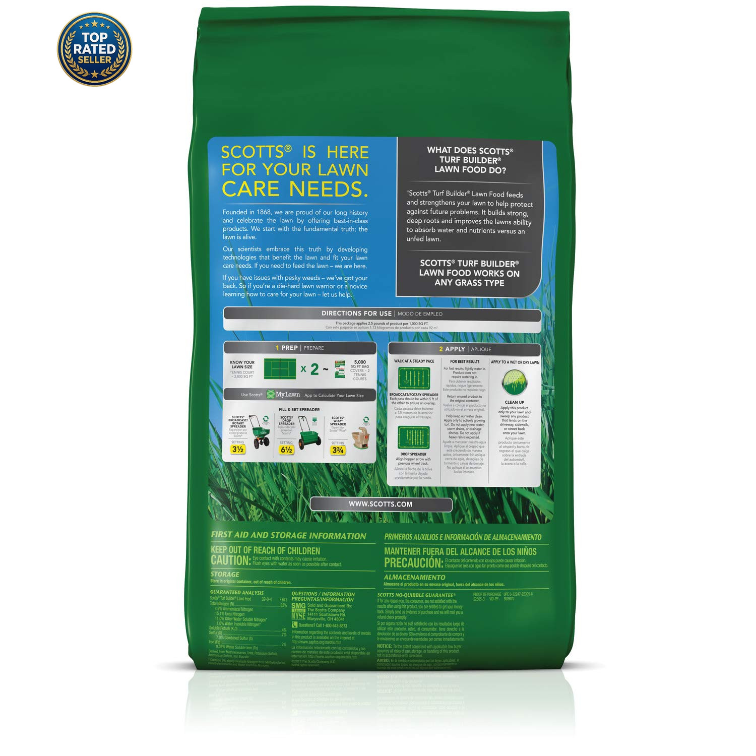 Scotts Turf Builder Lawn Food, 12.5 Lbs. | Fertilizer for Grass, for All Grass T