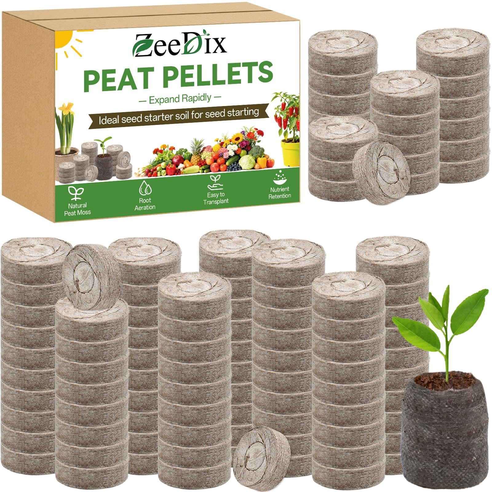200 Pcs Peat Pellet Seed Starters 30mm – Compressed Pods for Herbs, Flowers, Veg