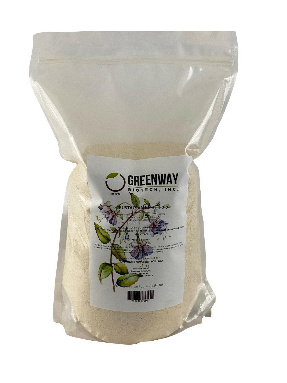 Crustacean Meal Fertilizer 4-0-0 Contains Nitrogen and Calcium – 10 Pounds