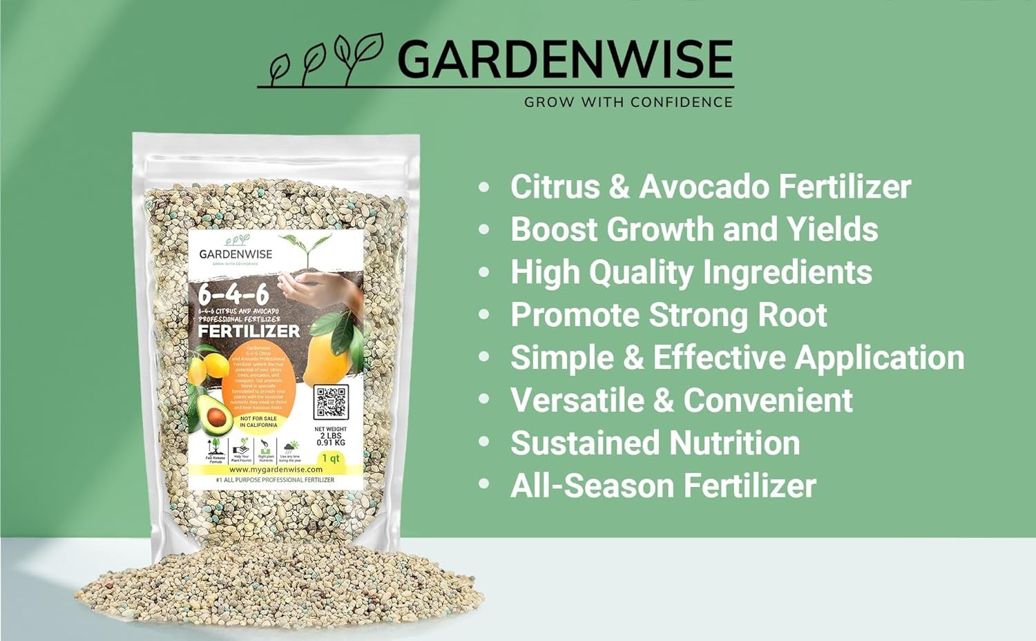 Slow-Release Avocado and Citrus Fertilizer – 5 Quarts for Better Fruit Quality