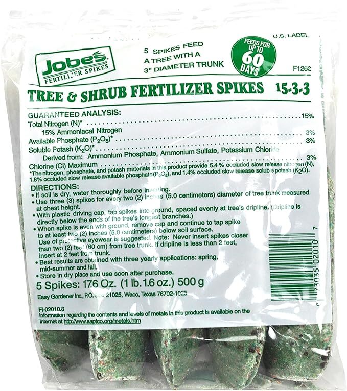 Jobe’s 02010 5 Pack 15-3-3 Tree & Shrub Food Fertilizer Spikes