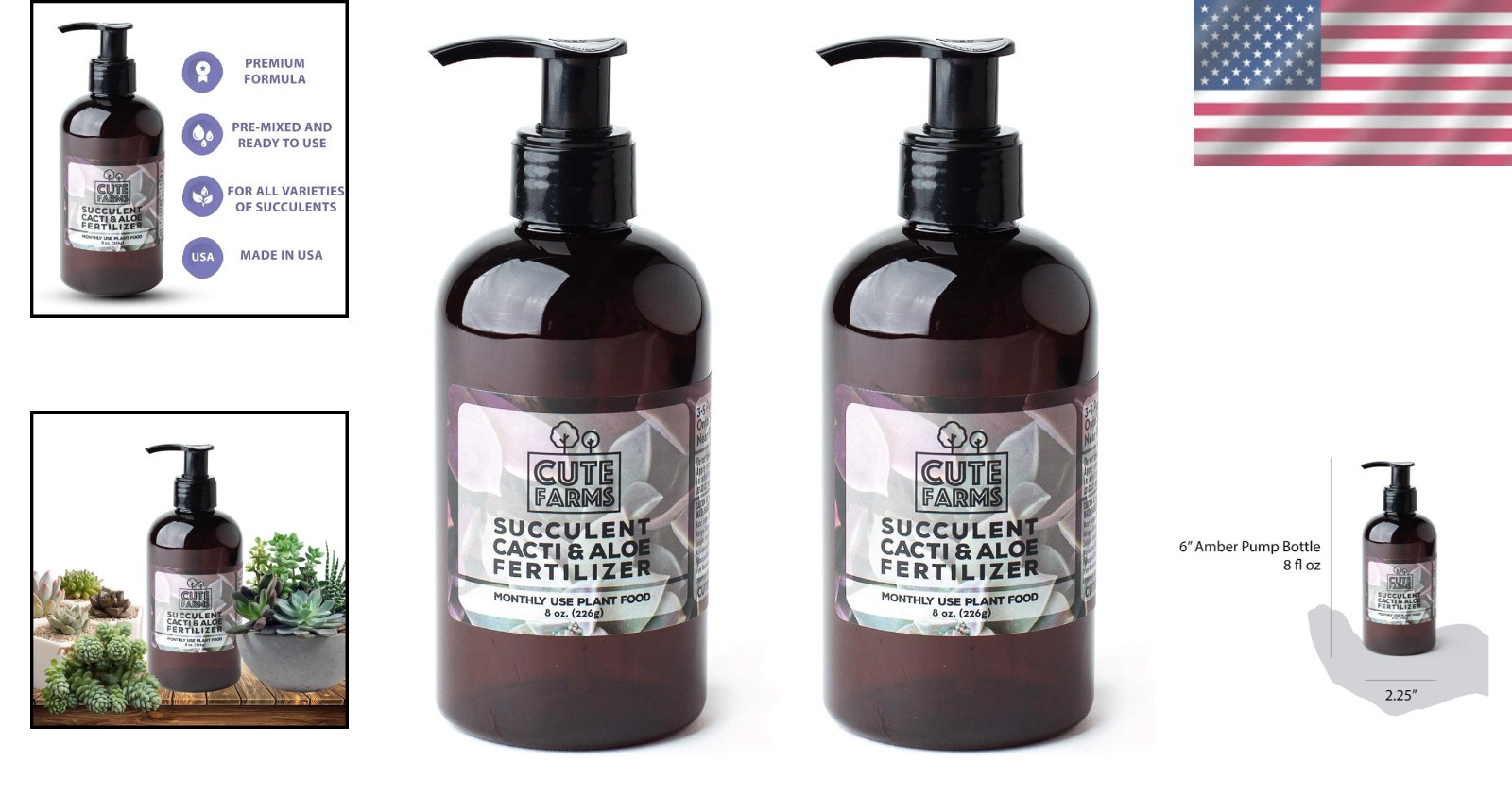 Gentle Monthly Use Succulent Fertilizer 2 Pack 8 oz with Dispensing Pump