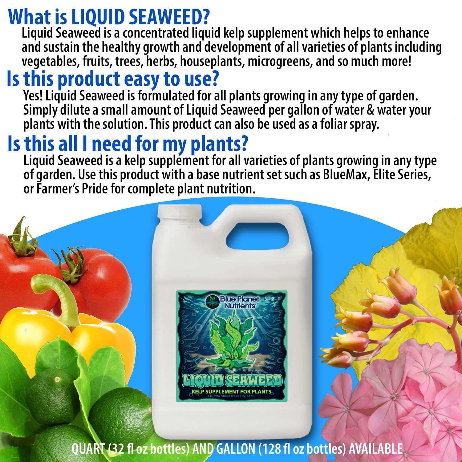 Algas Liquidas Para Plantas (32 Oz) Quart | Suplemento Concentrado De Algas M…