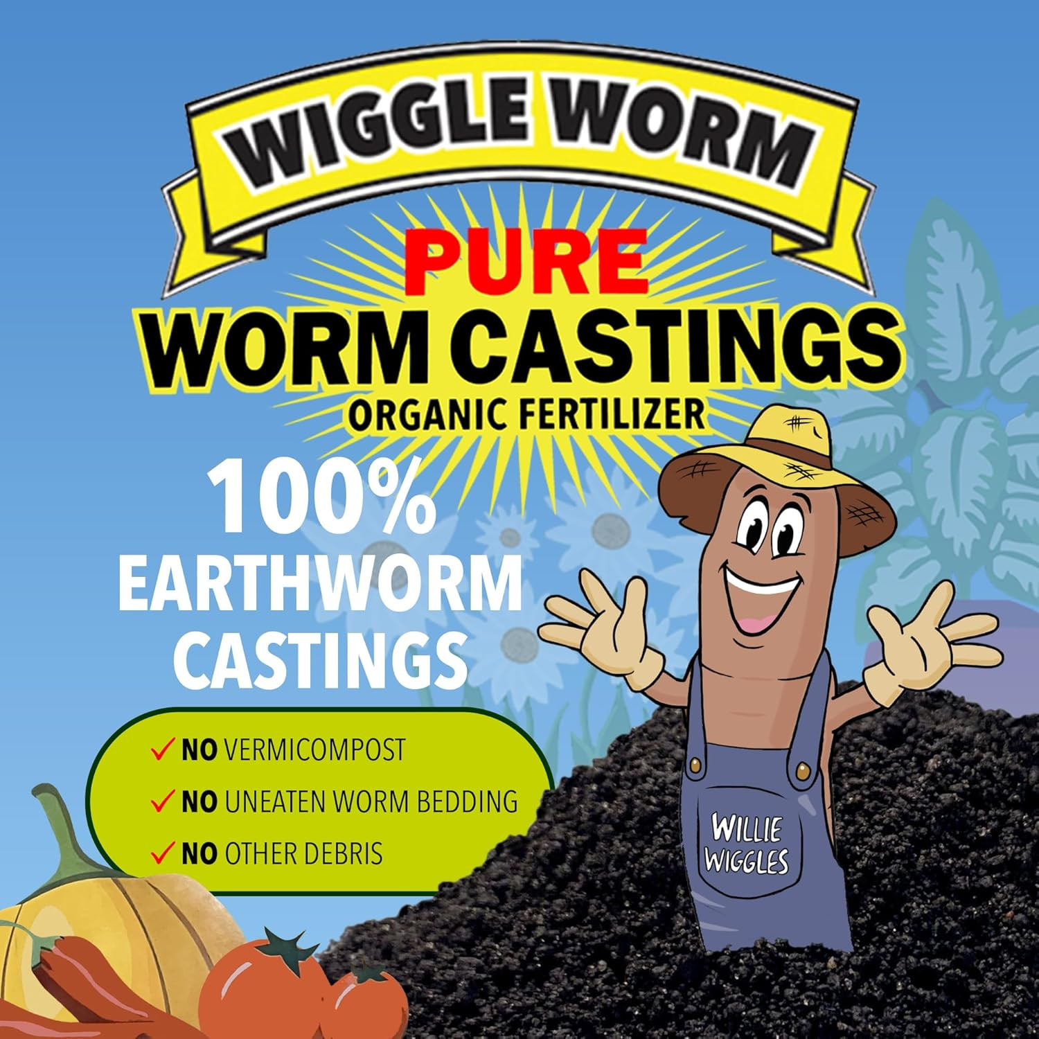 100% Pure Organic Mineral-Dense Worm Castings Fertilizer, 30Lbs – Improves Soil