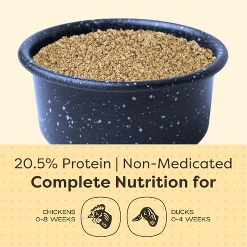 Organic Chicken Duck Feed Starter Crumbles 25lbs 20.5% Protein Whole Grains New