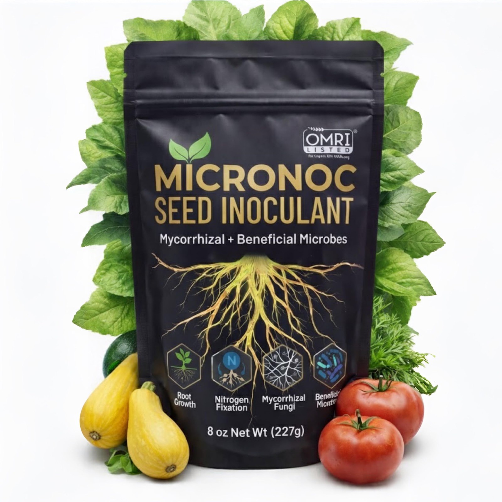 Mycorrhizal Fungi + Beneficial Microbial Blend – Seed Inoculant (8 oz) for Co…