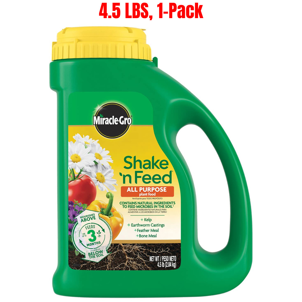 Miracle-Gro Shake ‘N Feed All Purpose Plant Food, Feeds up to 3 Months, 4.5 lb