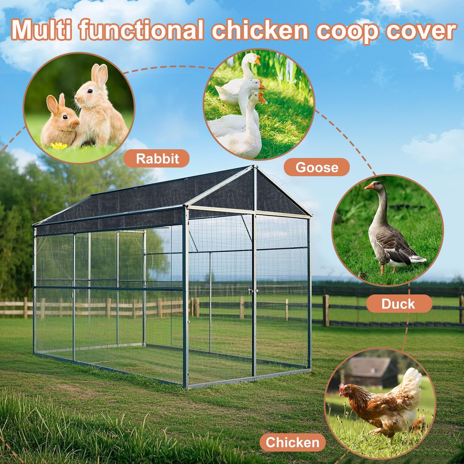 Voccos 11.5 6.6 Ft Chicken Coop Cover High Density Uv 90 Black Shade Cloth For