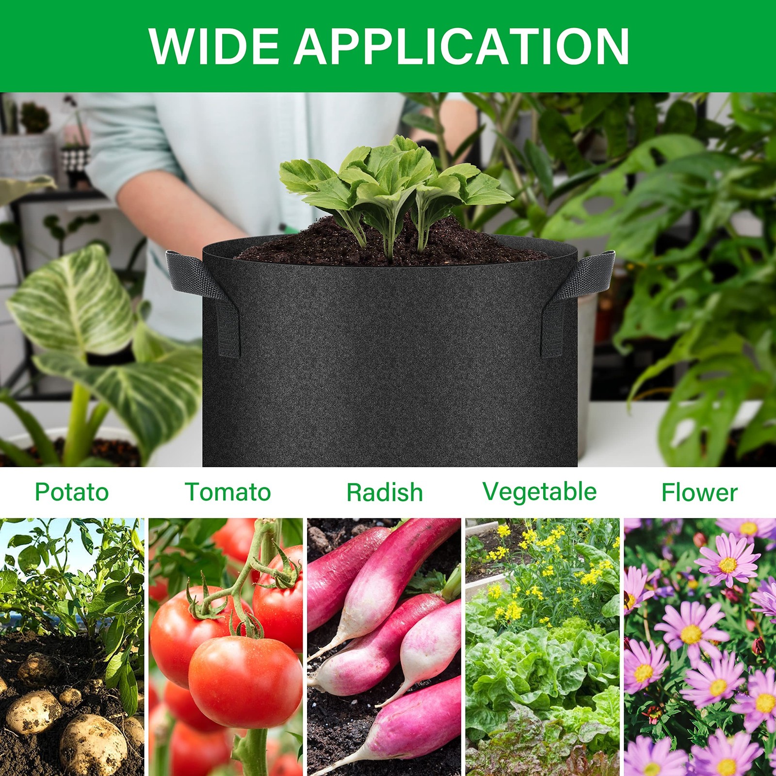 YSSOA 10-Pack 10 Gallon Grow Bags, Tomoato Plant Pots with Handles, Aeration …