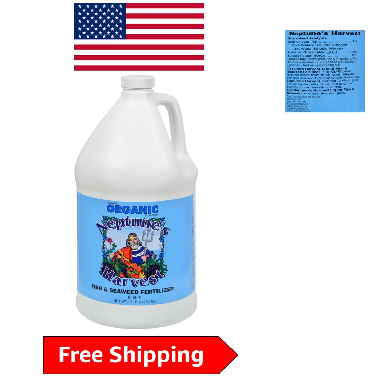 Organic Fish & Seaweed Liquid Fertilizer 2-3-1 for Vibrant Gardens – 1 Gallon